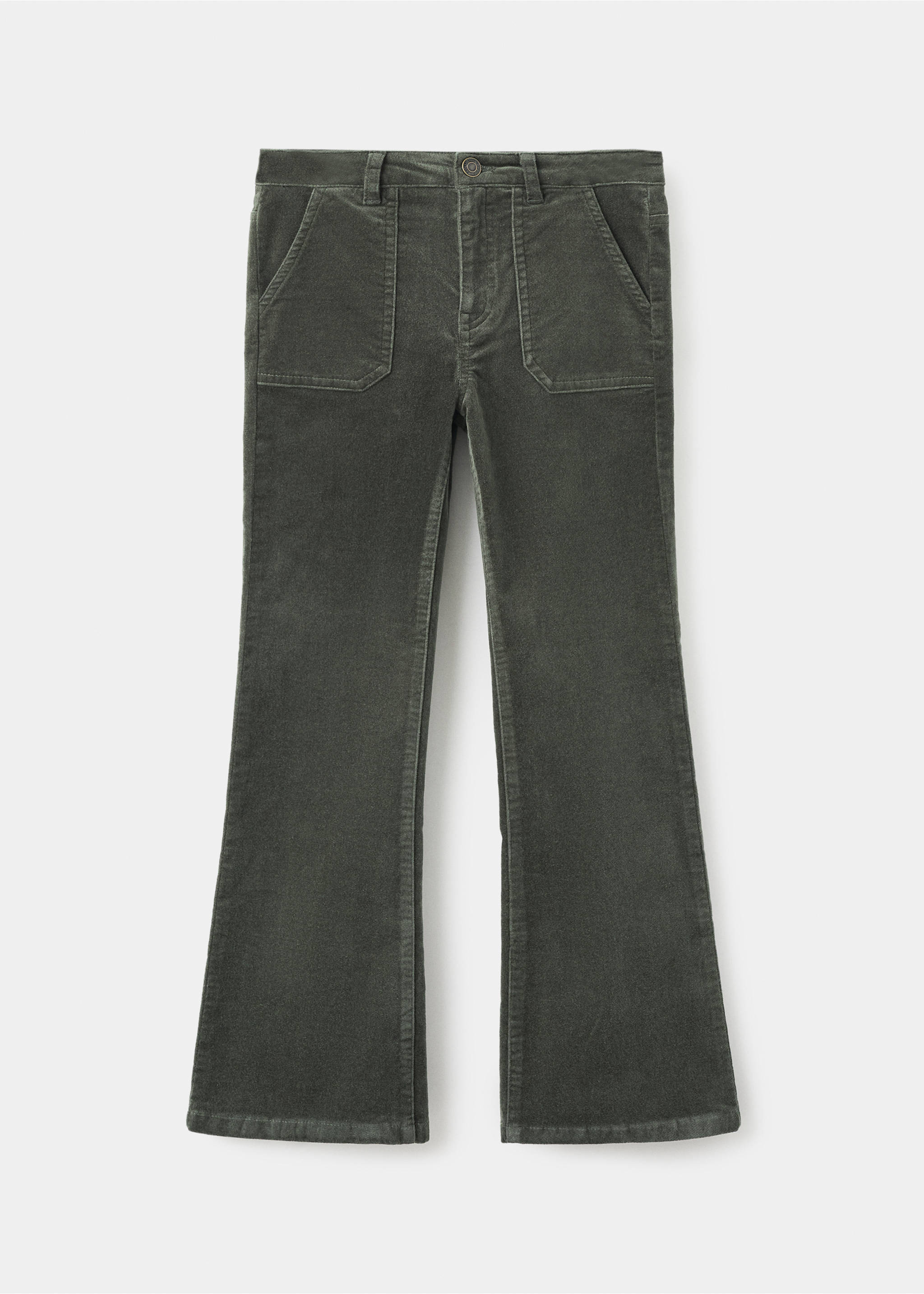 Pantalon flare effet velours - Article sans modèle, Kaki. Ref: 17067888-00.