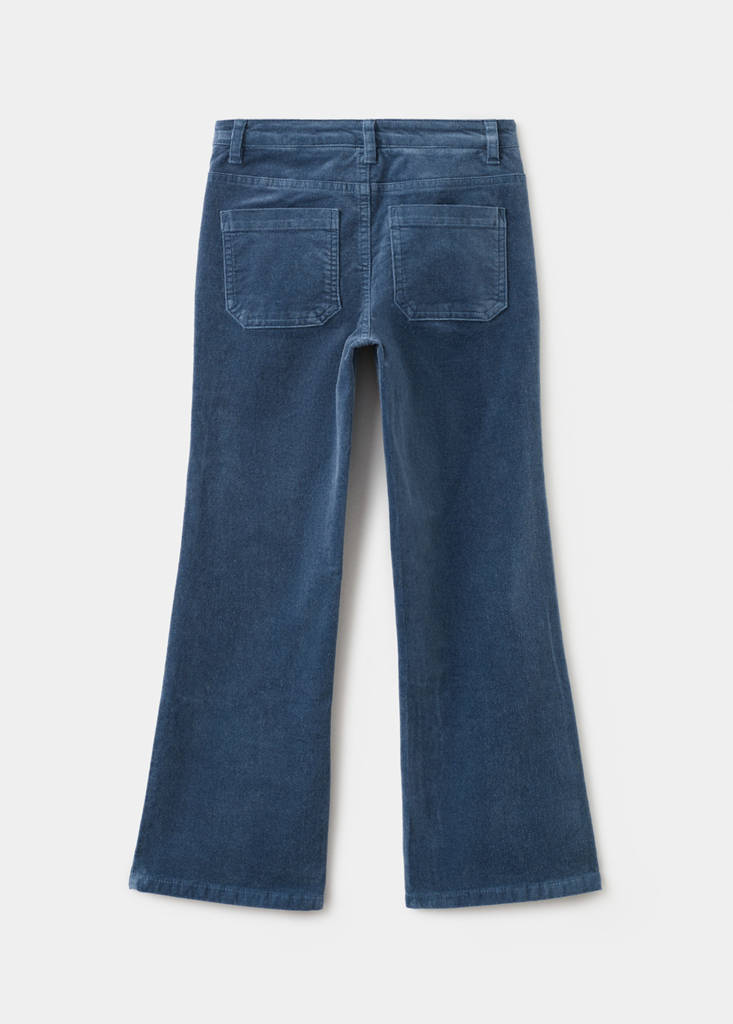 Velvet-effect flared trousers — Blue