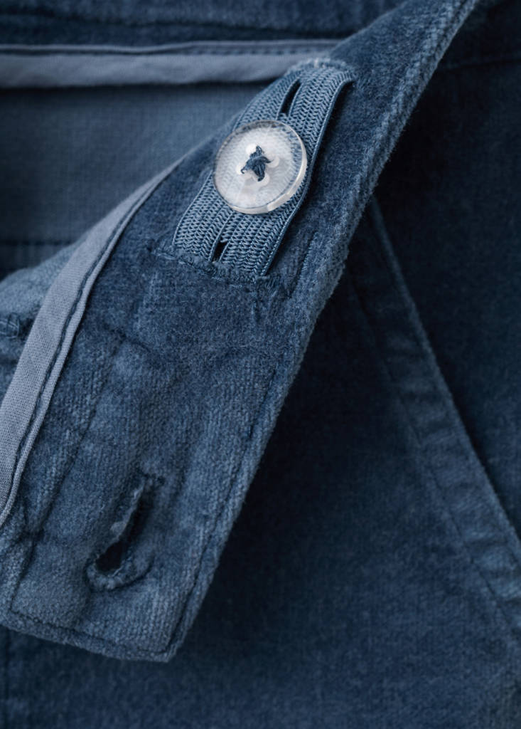 Velvet-effect flared trousers — Blue