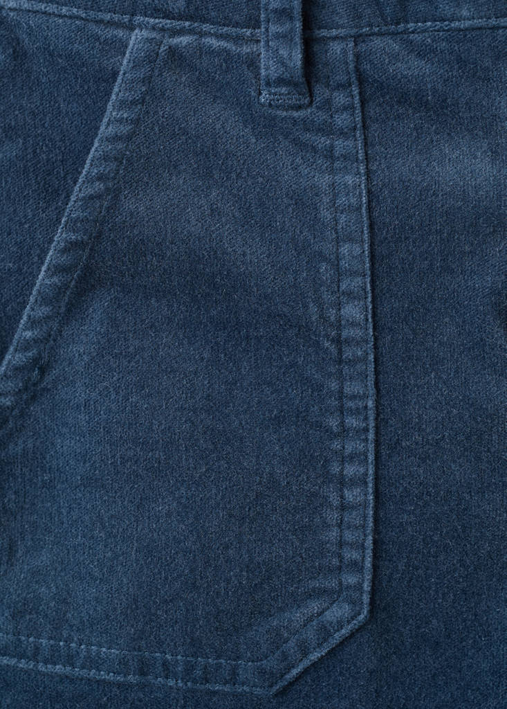 Velvet-effect flared trousers — Blue