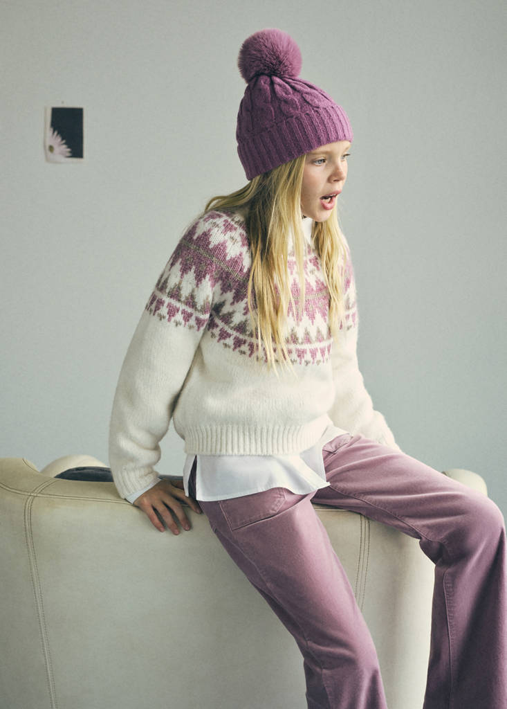 Velvet-effect flared trousers — Pink