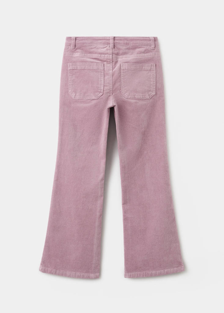 Velvet-effect flared trousers — Pink