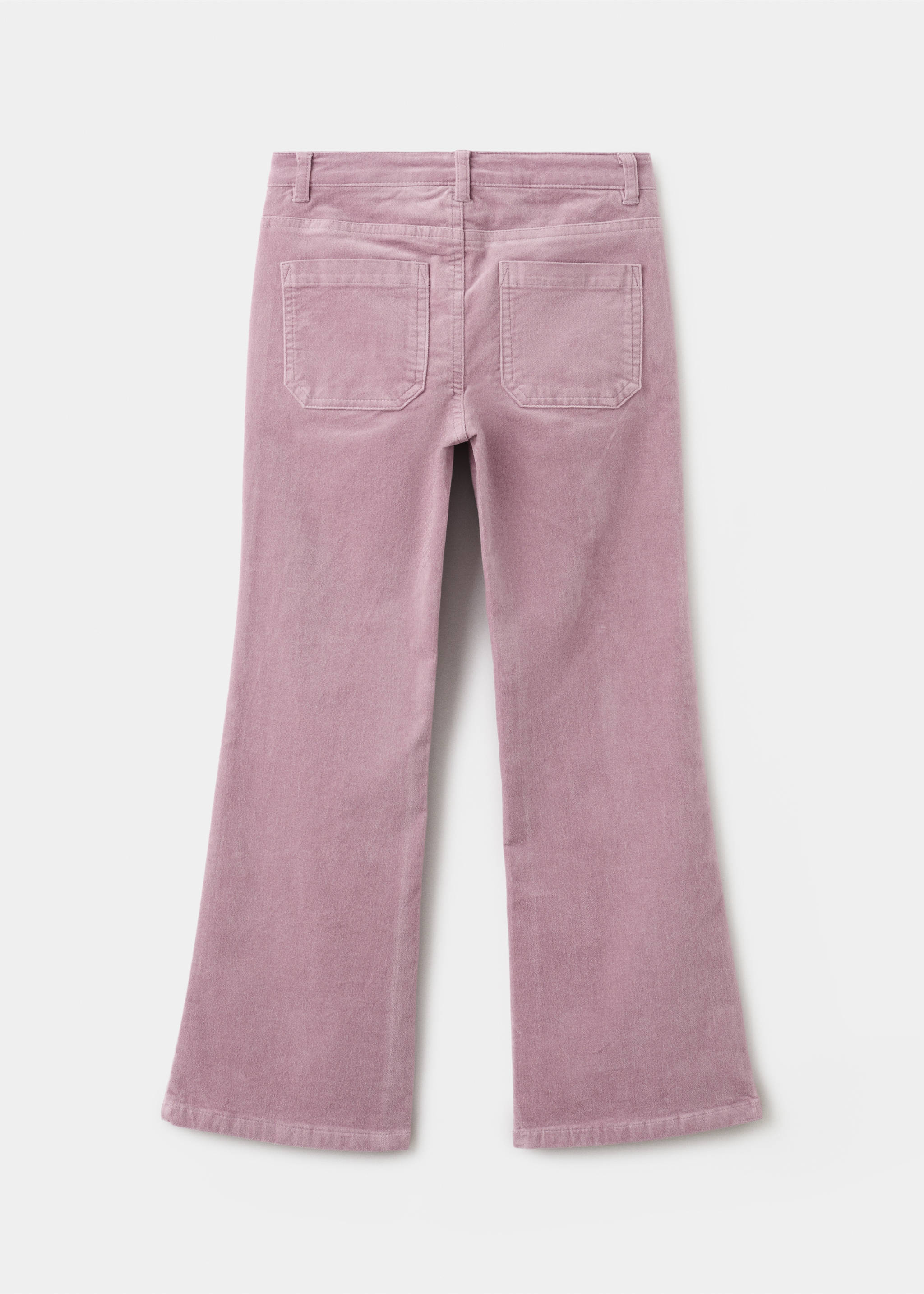 Pantalón flare efecto terciopelo - Reverso del artículo, Rosa. Ref: 17067888-00.