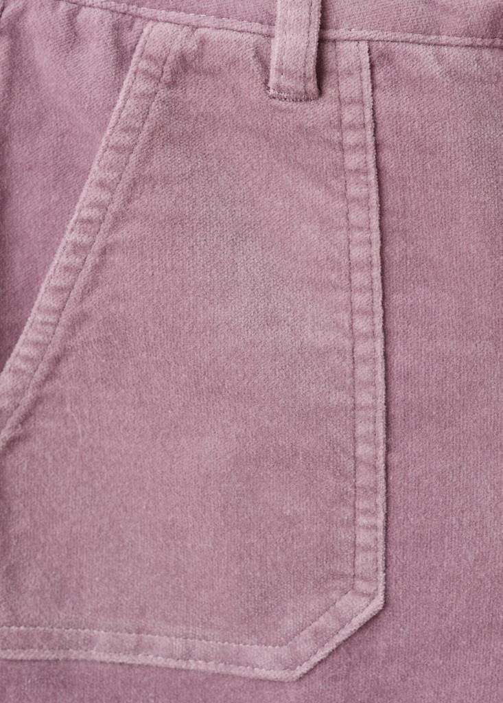 Velvet-effect flared trousers — Pink