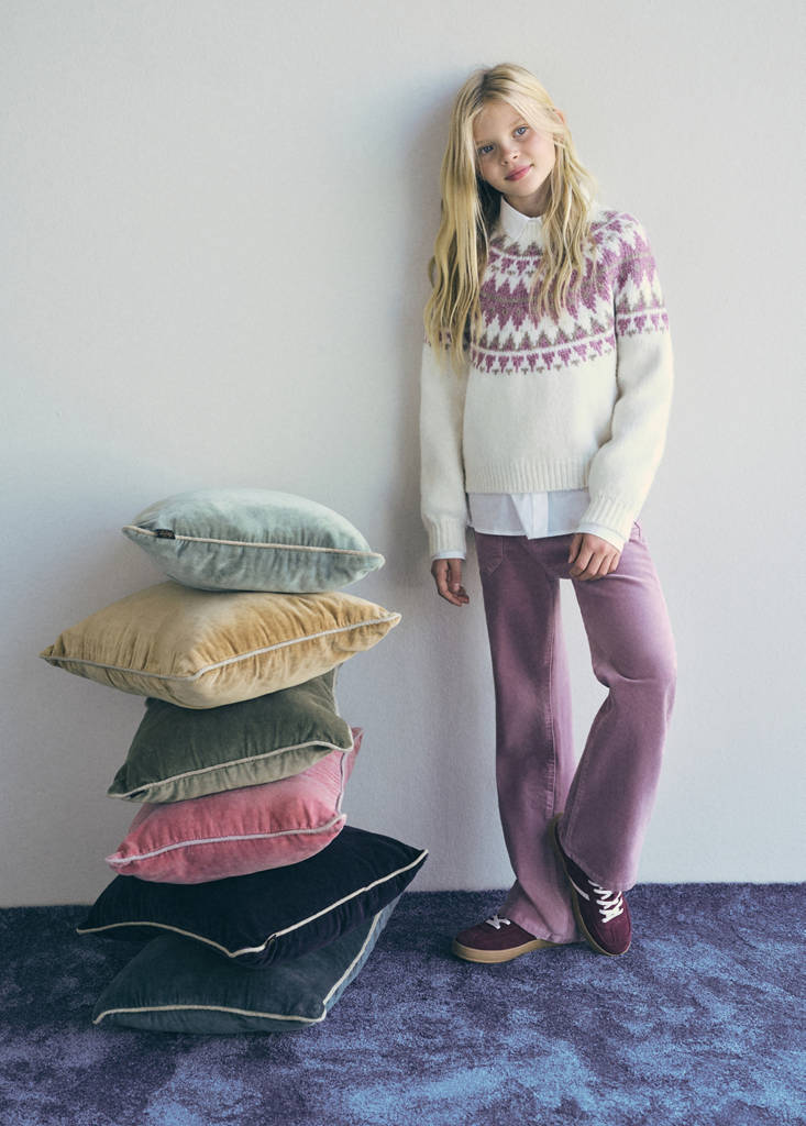 Velvet-effect flared trousers — Pink