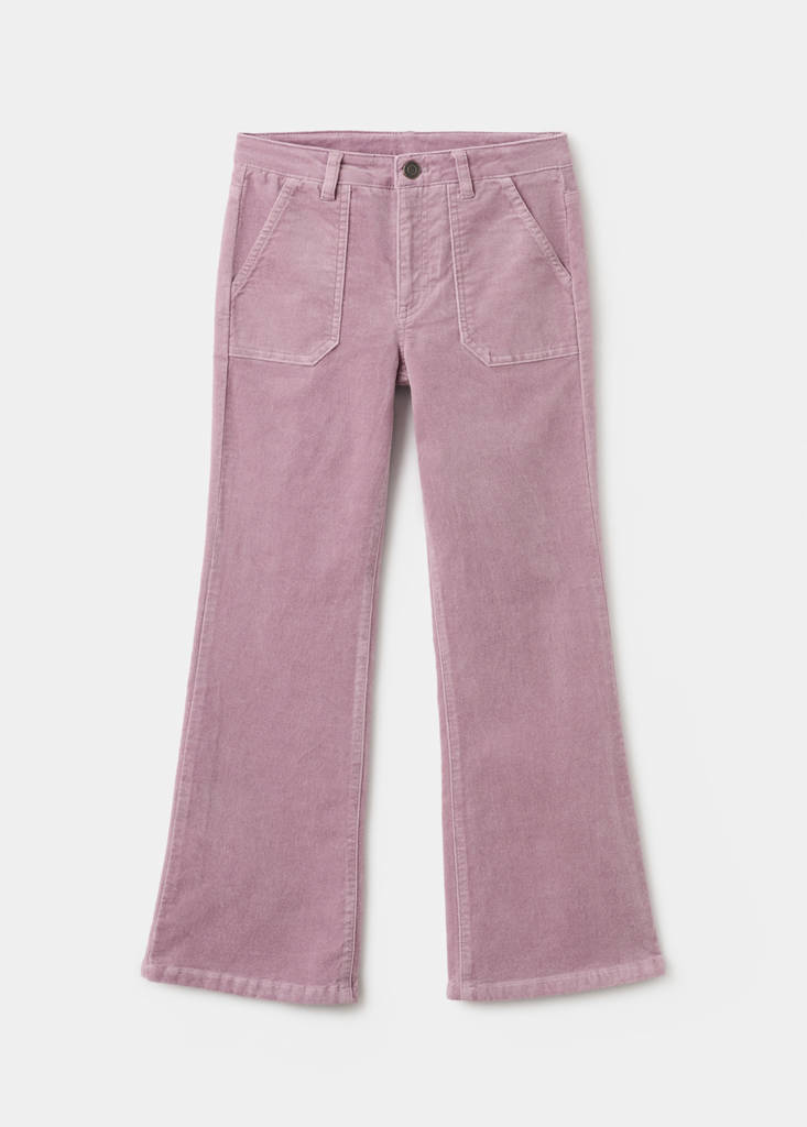 Velvet-effect flared trousers — Pink