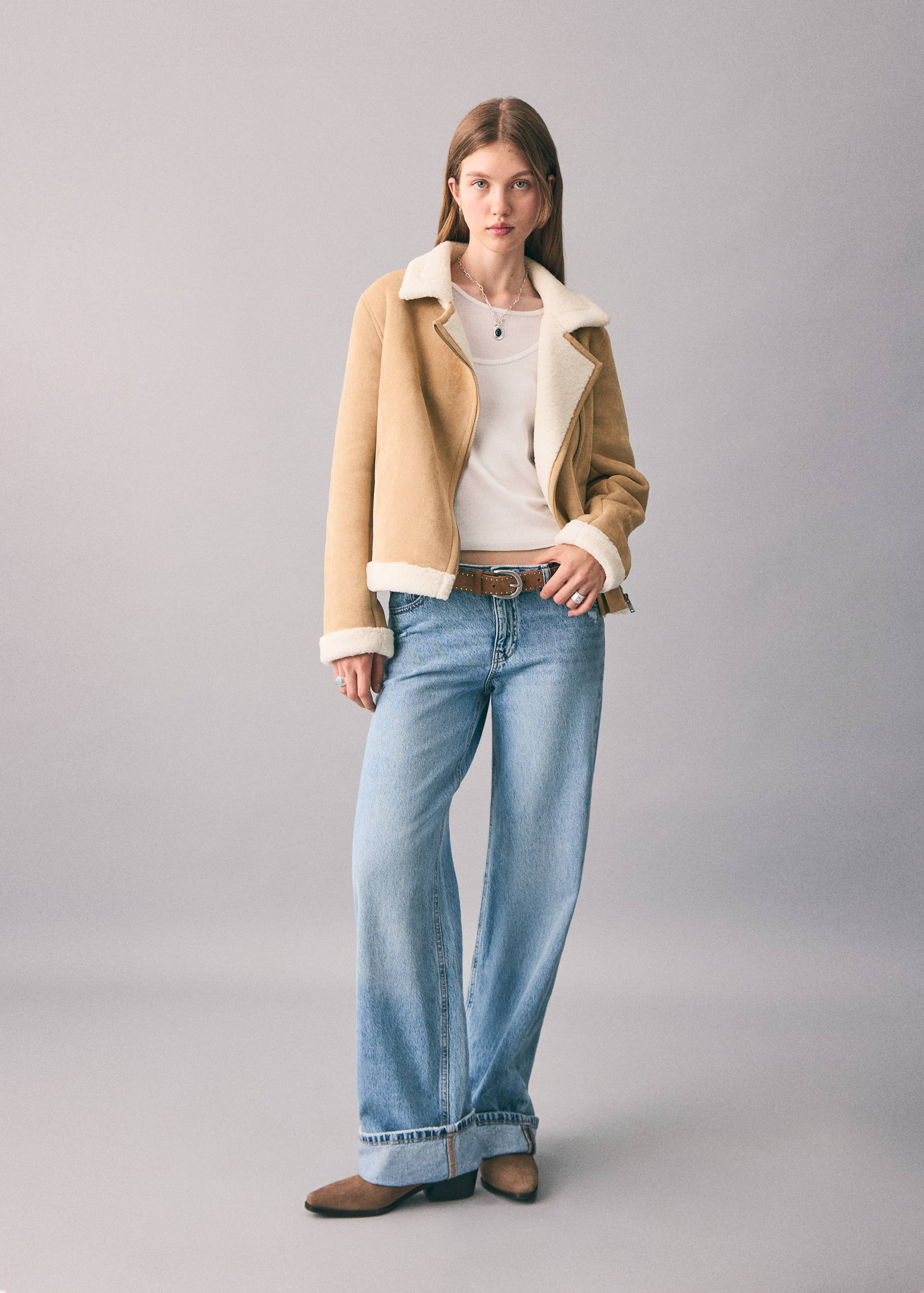 Shearling suede coat - General plane