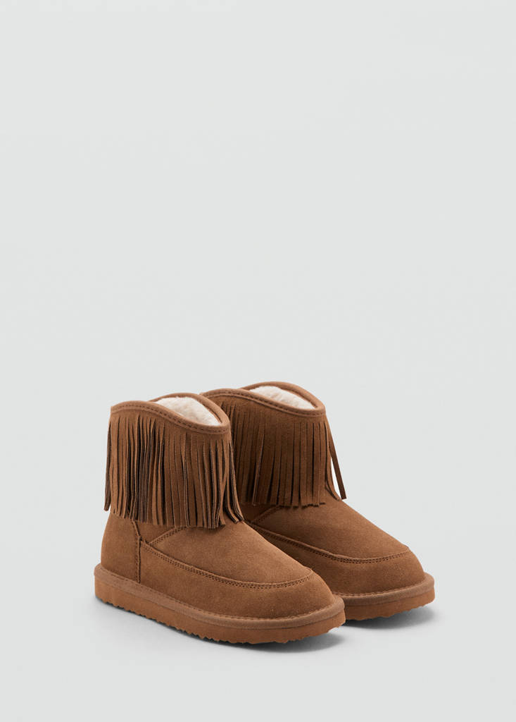 Fringed leather boots — Medium Brown