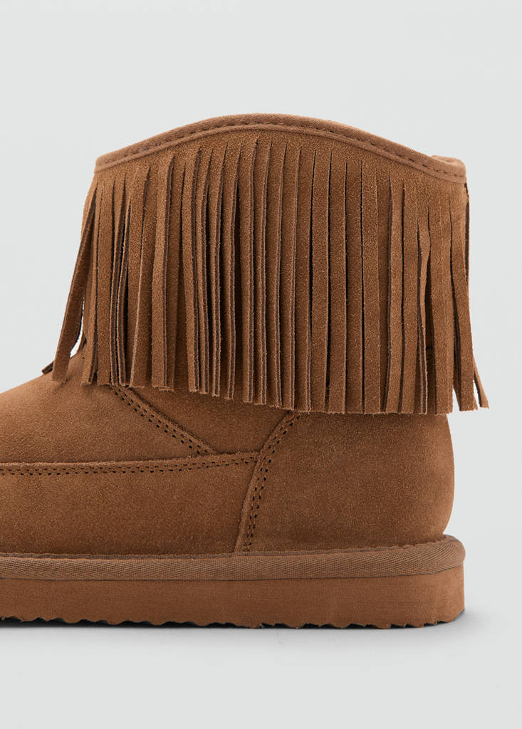 Fringed leather boots — Medium Brown