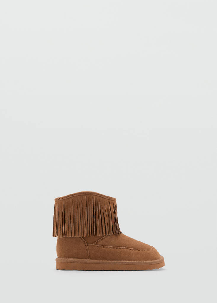 Fringed leather boots — Medium Brown
