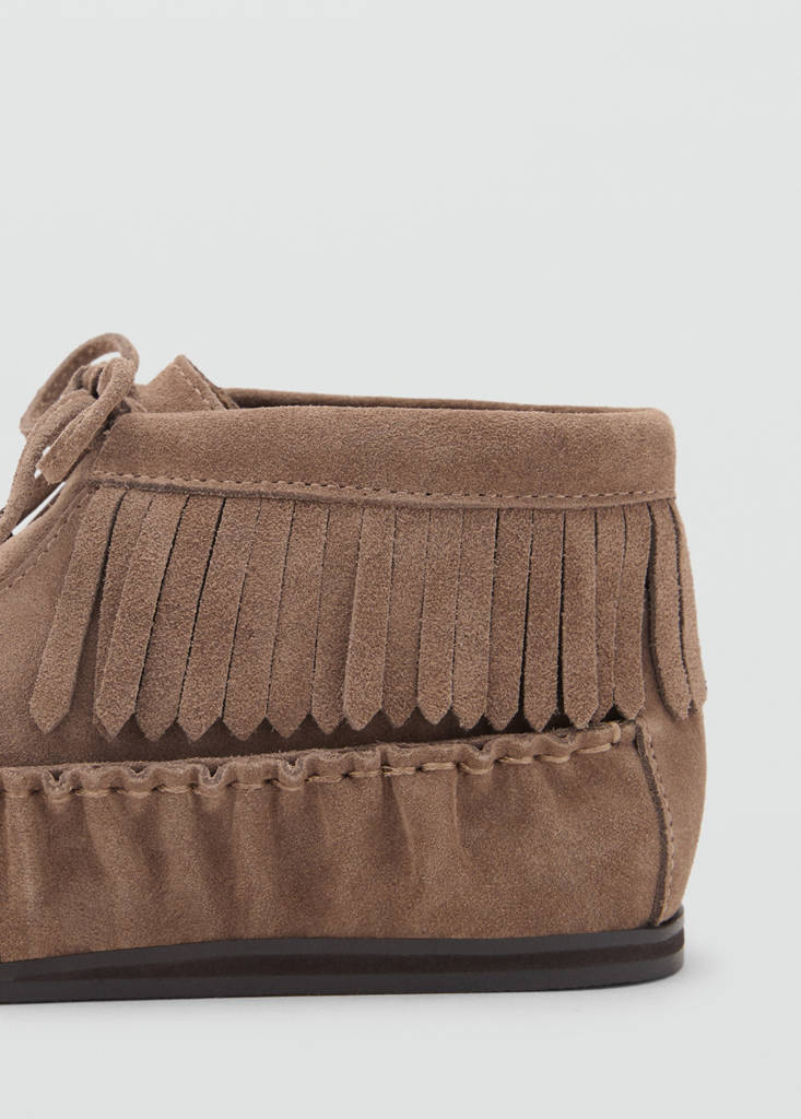 Fringed leather loafers — Medium Brown