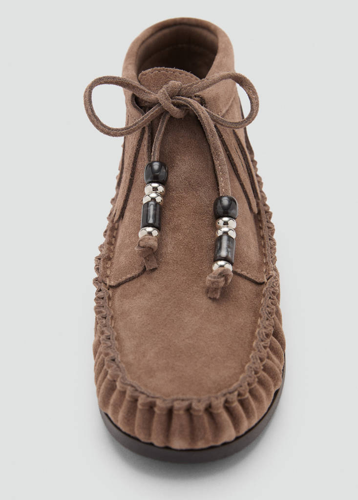 Fringed leather loafers — Medium Brown