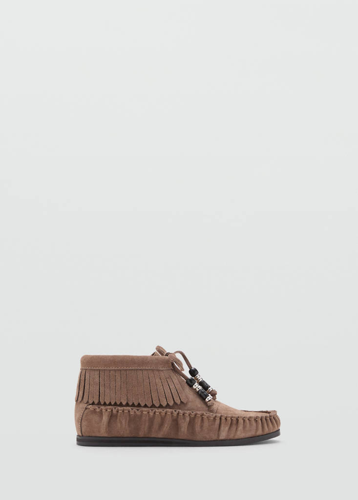 Fringed leather loafers — Medium Brown