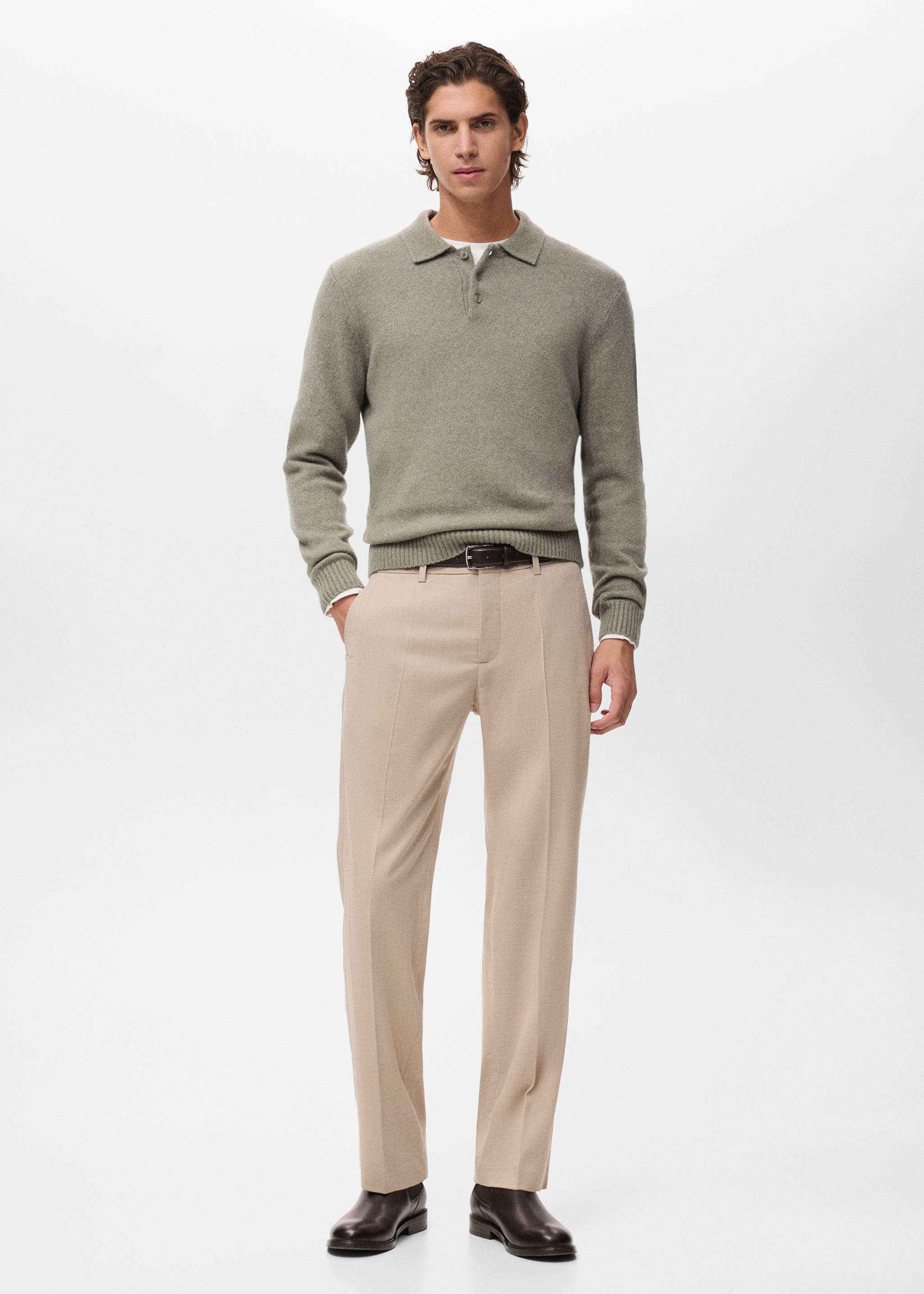 니트 울 혼방 폴로 스웨터 - 일반 평면도