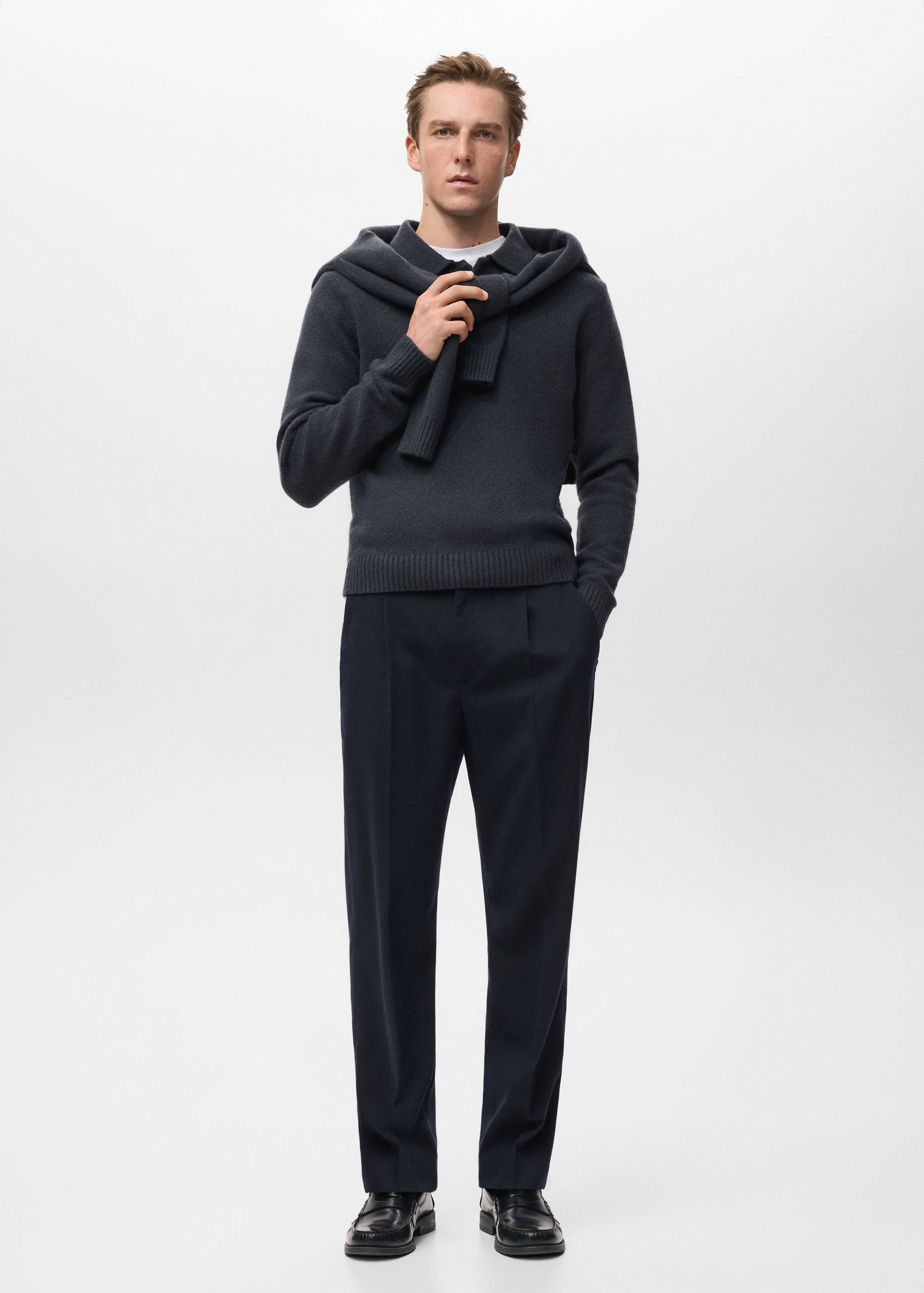 Knitted wool blend polo sweater - General plane