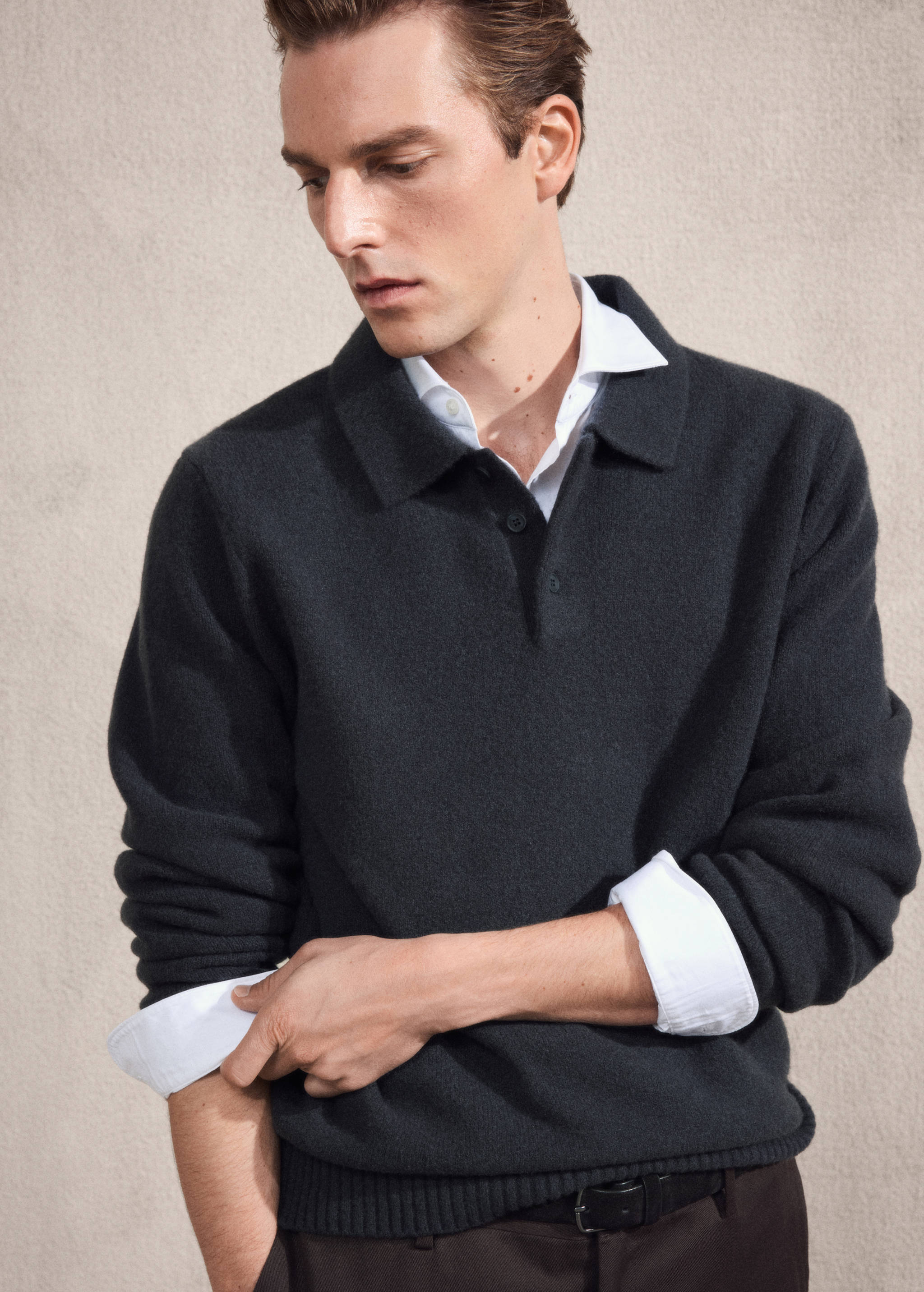 Knitted wool blend polo sweater - Details of the article 3