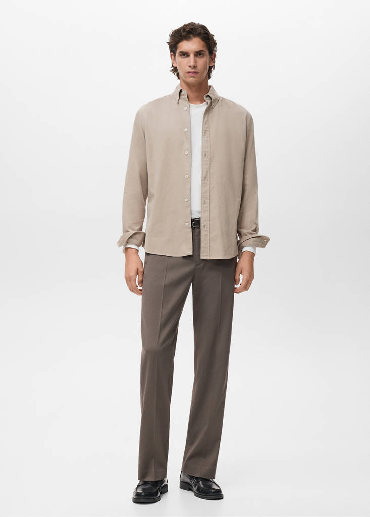 MANGO MAN - Chemise velours milleraies classic-fit beige - XL