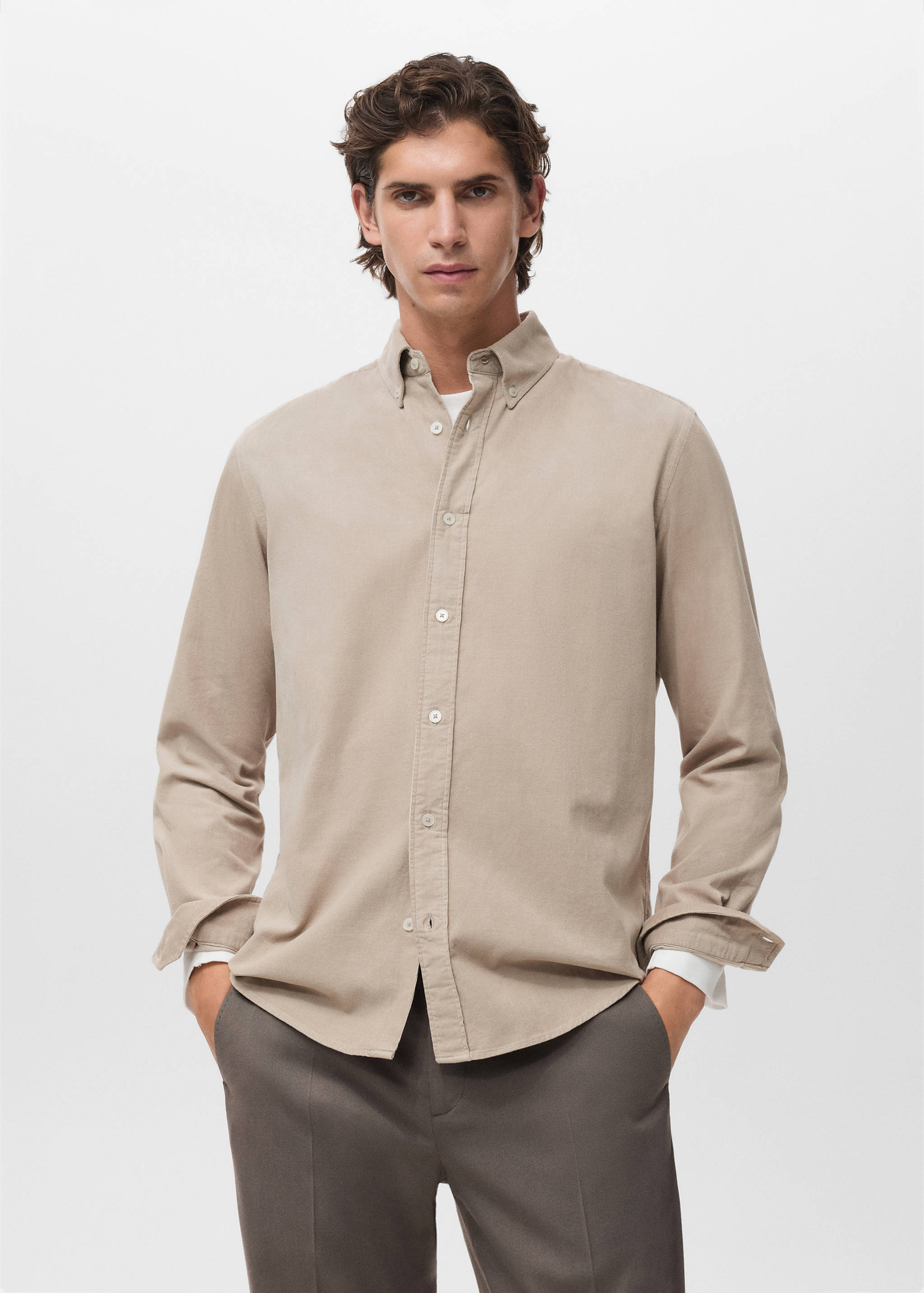 Classic-fit micro-corduroy shirt - Medium plane