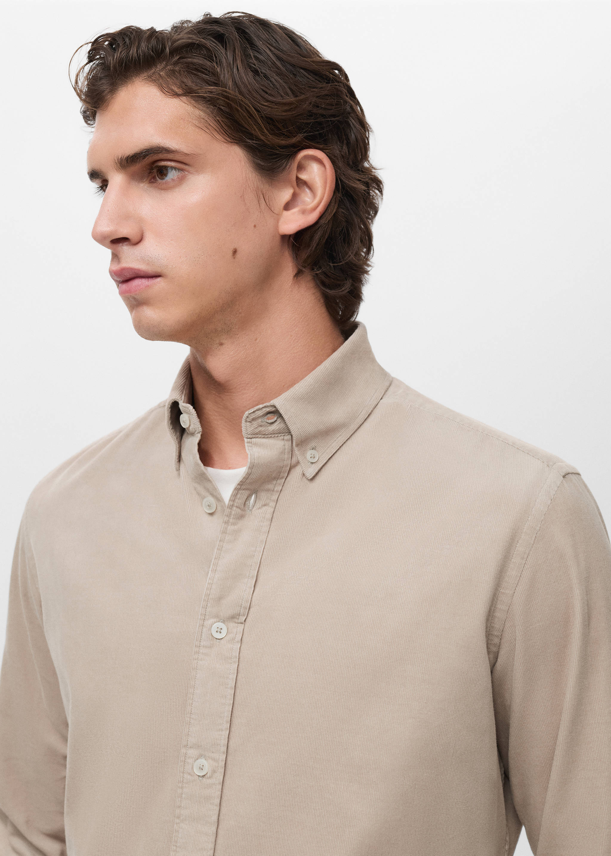 Classic-fit micro-corduroy shirt - Details of the article 1