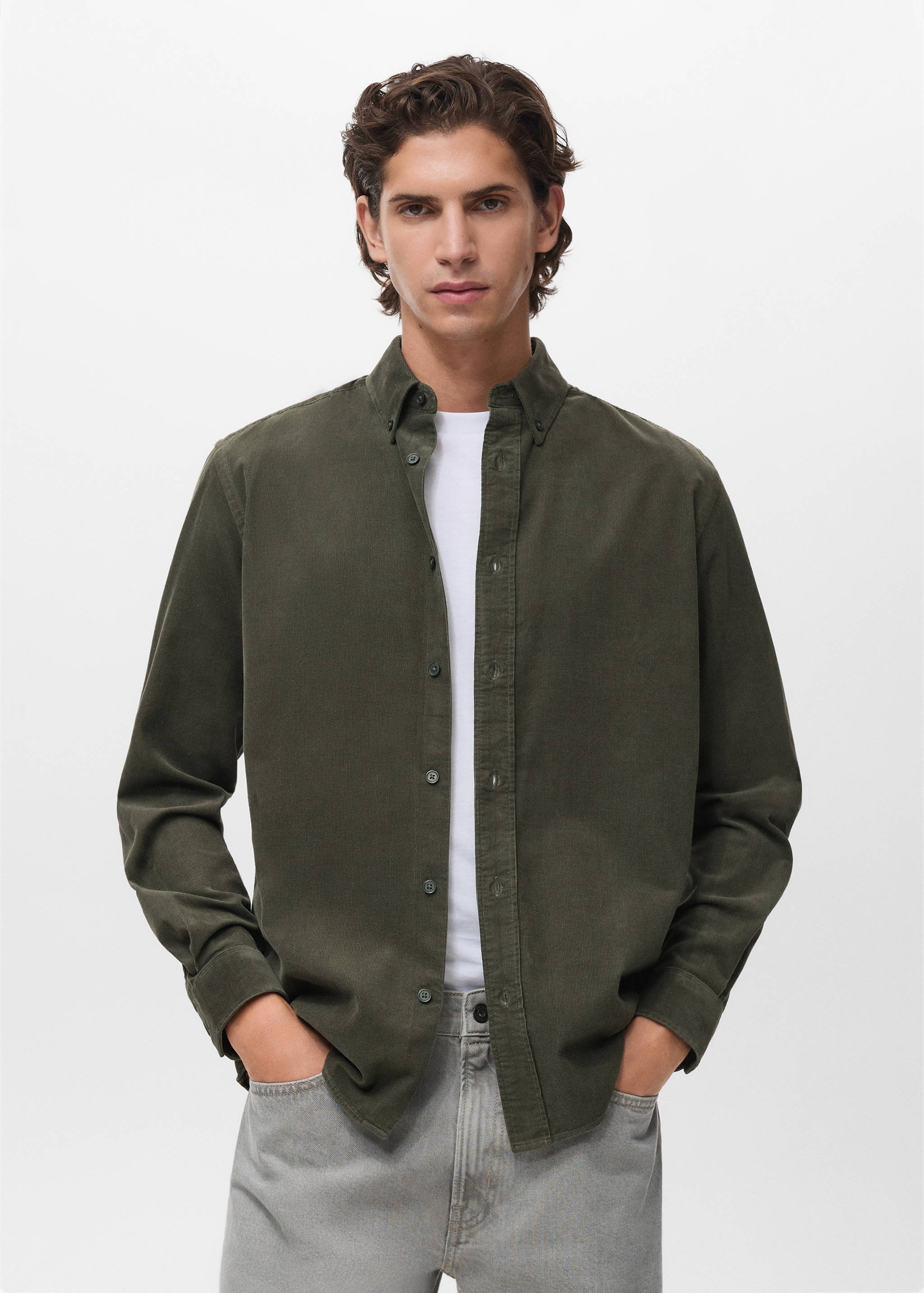 Classic-fit micro-corduroy shirt - Medium plane