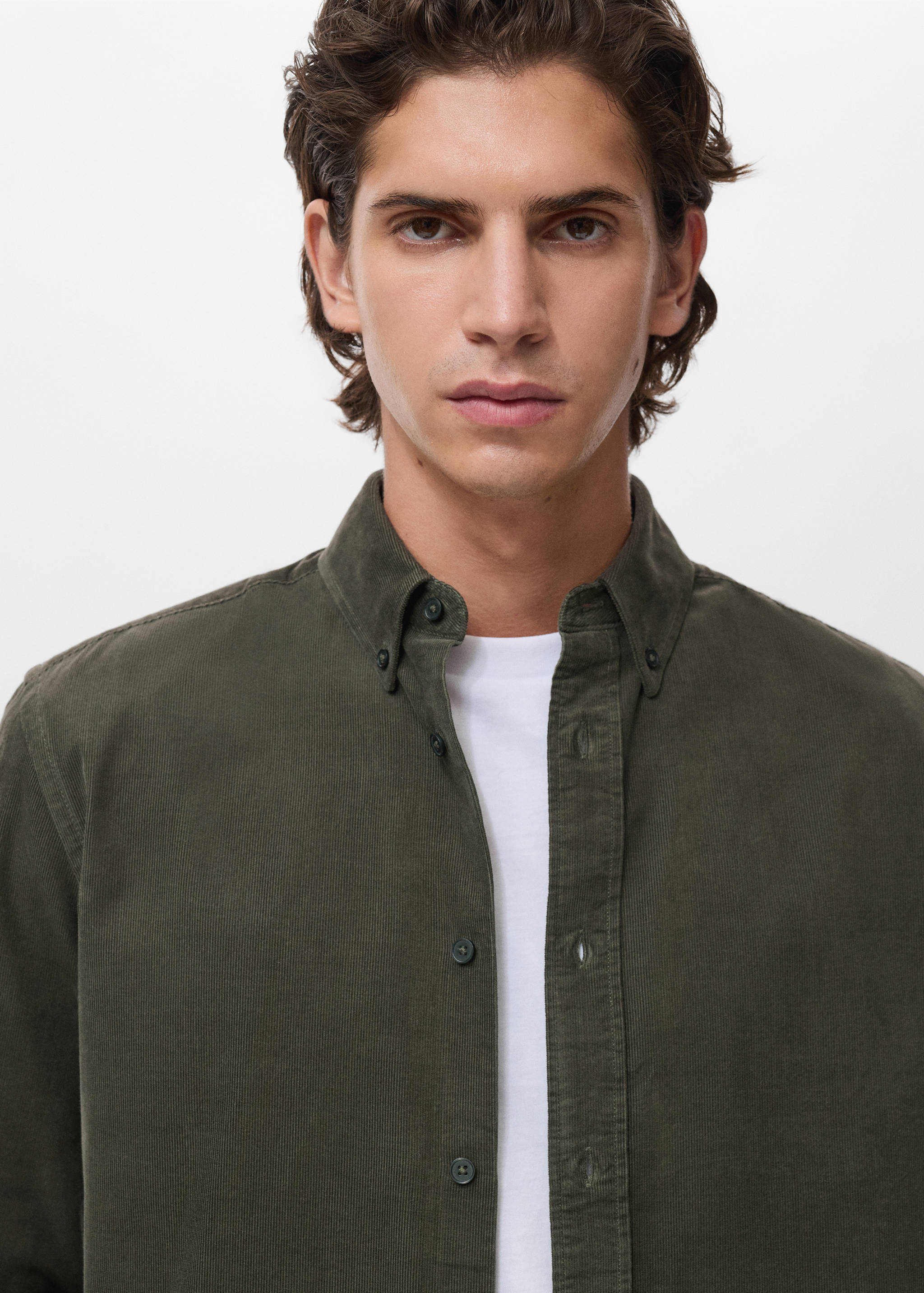 Classic-fit micro-corduroy shirt - Details of the article 1