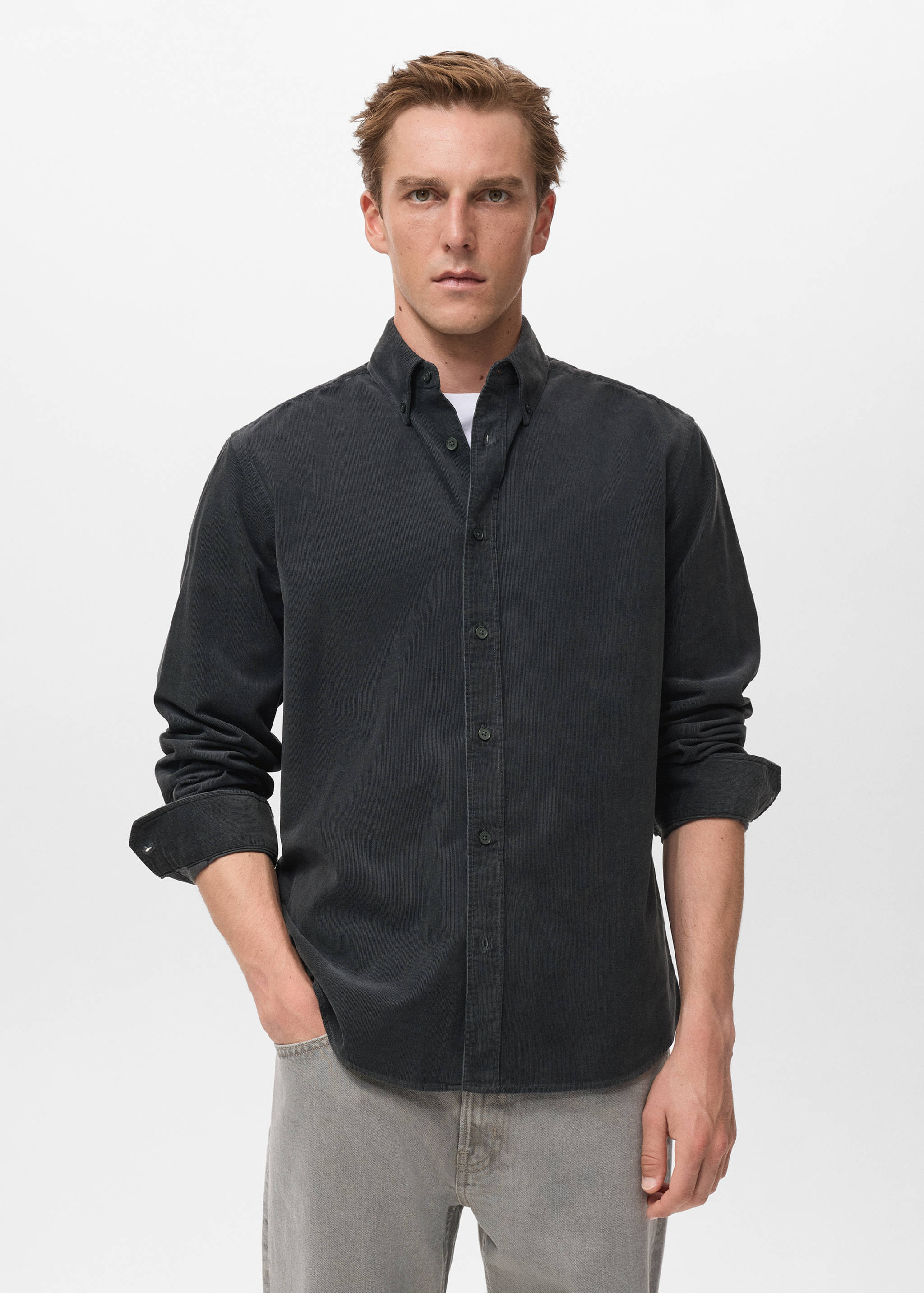 Classic-fit micro-corduroy shirt - Medium plane