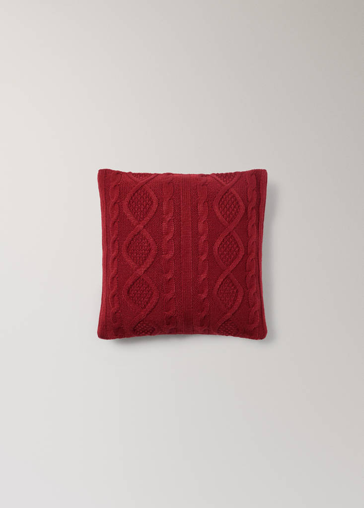 MANGO HOME - Housse de coussin enfant maille torsadée 45x45 cm rouge - 40x40cm