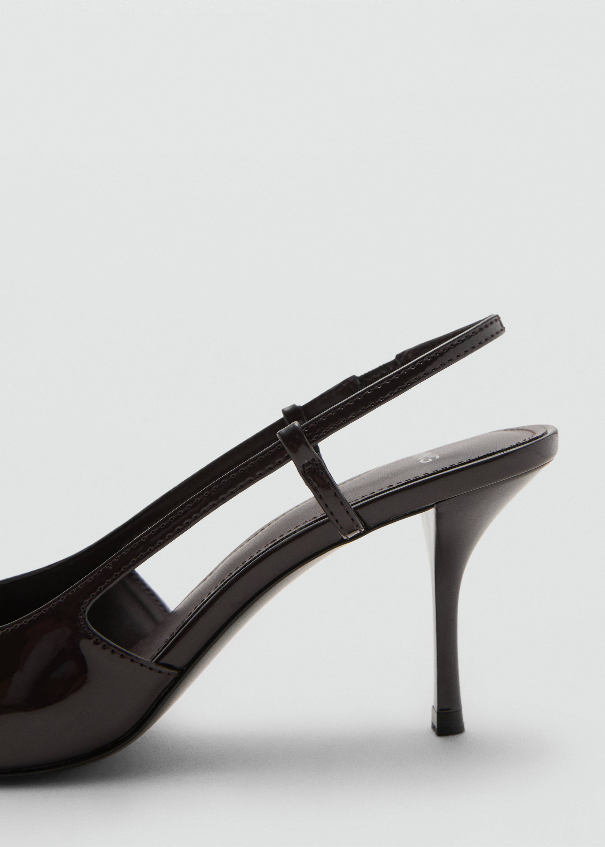 Patent leather high-heeled shoes with ring detail - Details of the article 1, Chocolate. Ref: 17067904-00.