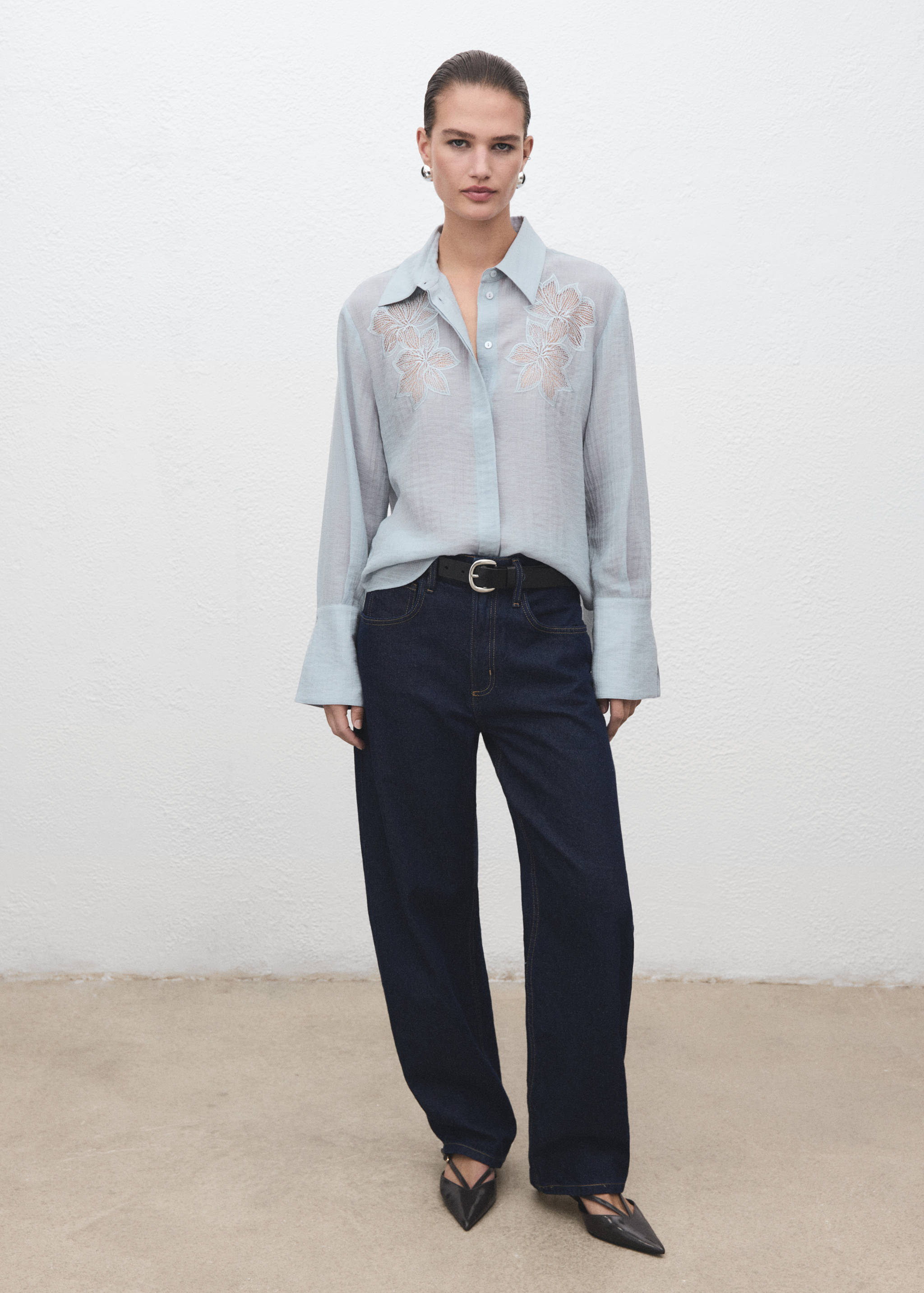 Embroidered lyocell blouse - General plane