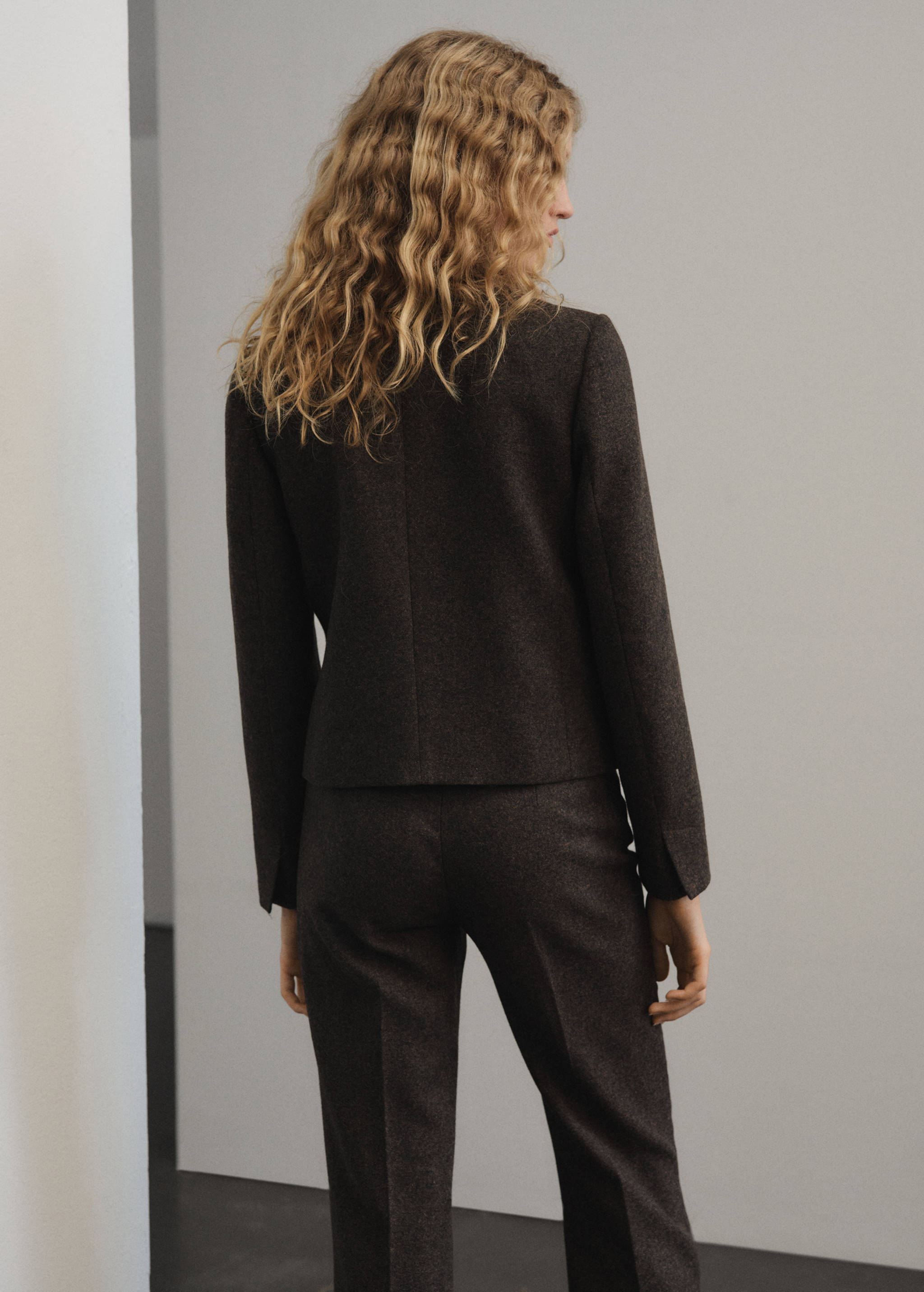 Cropped mottled wool suit jacket - Reverse of the article