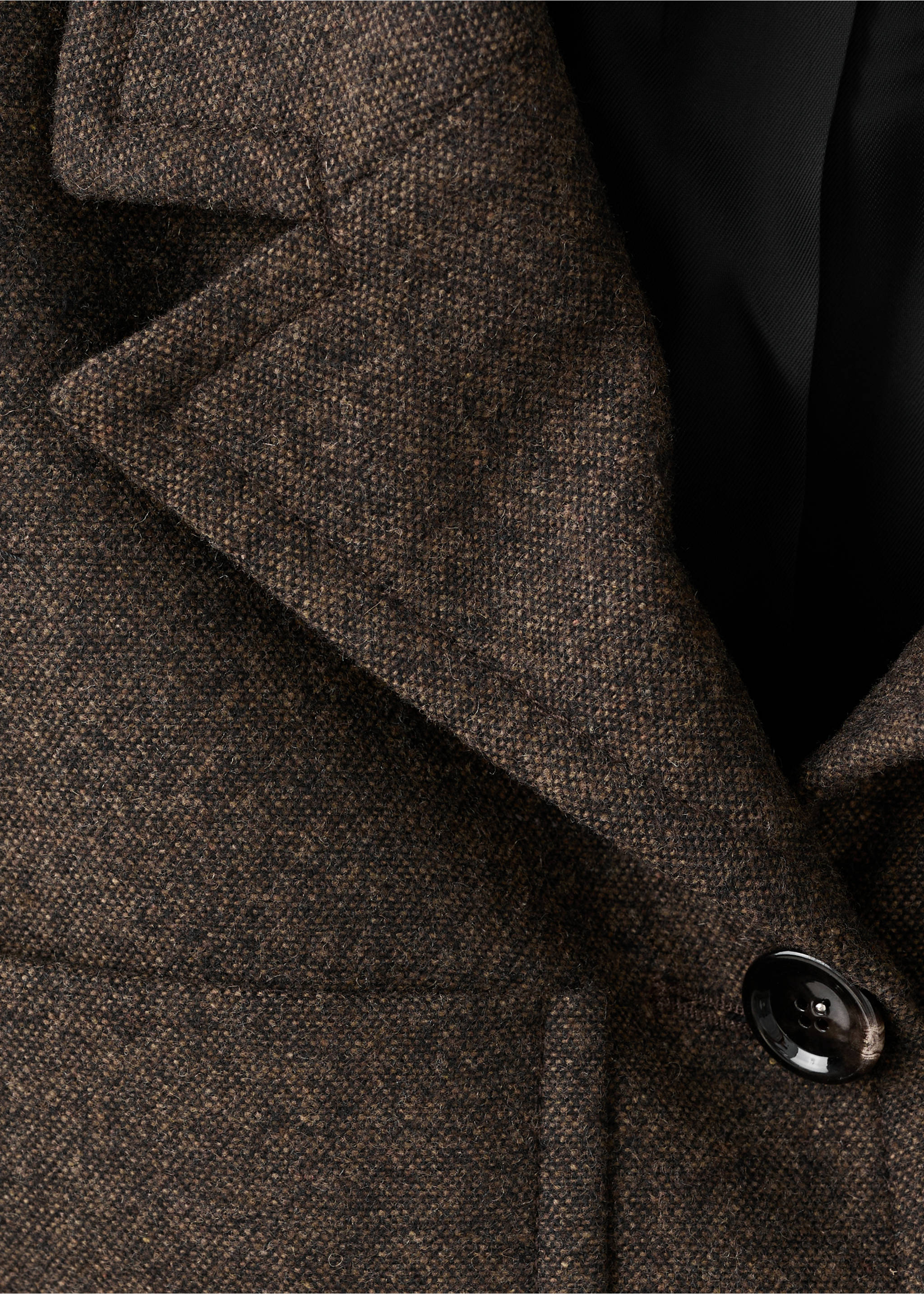 Blazer costume crop laine jaspée - Détail de l'article 8, Marron. Ref: 17067911-00.