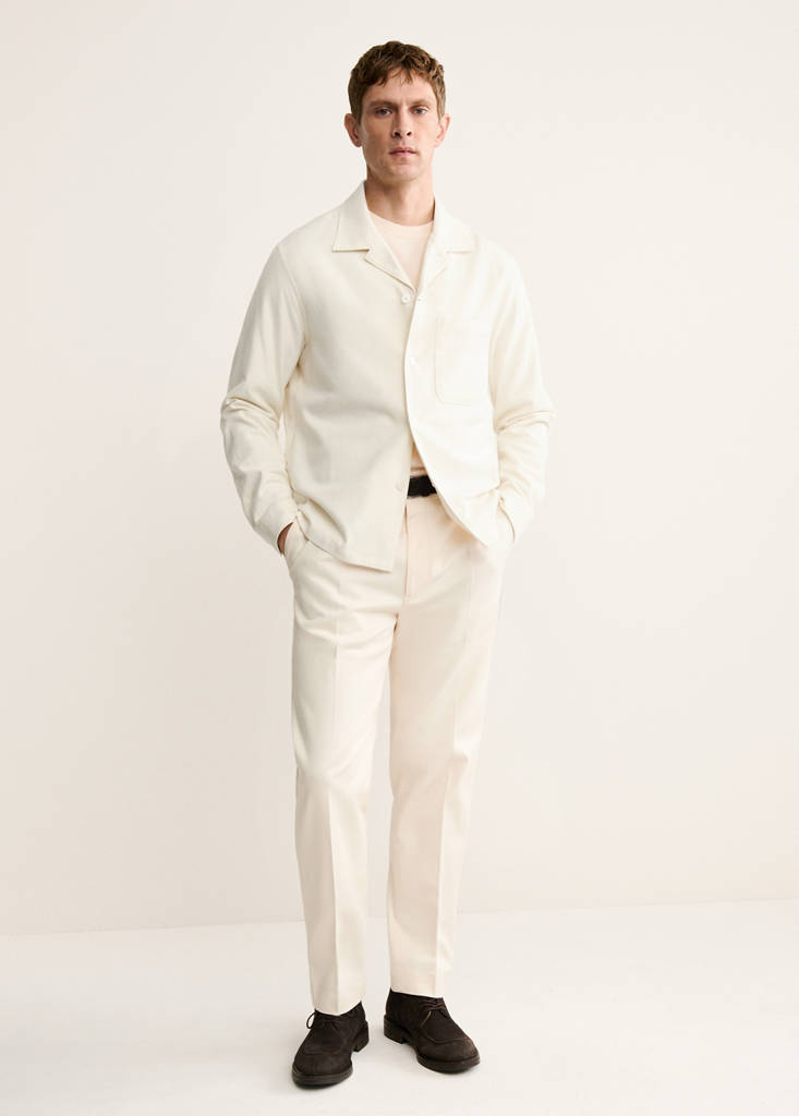 Regular-fit cotton trousers — Ivory White