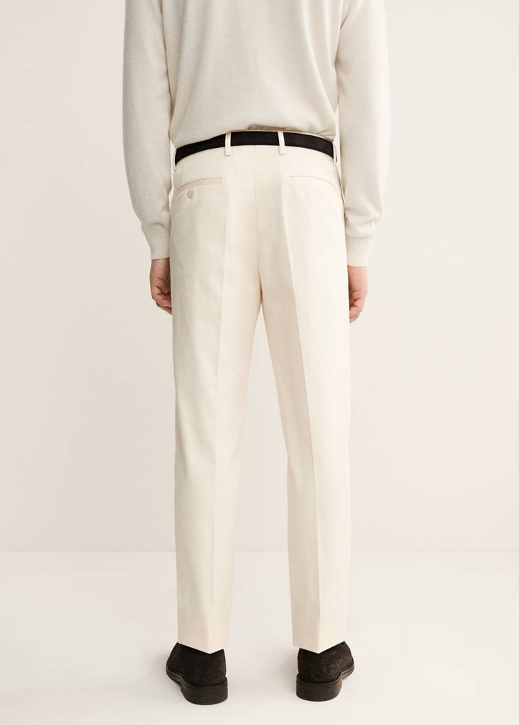 Regular-fit cotton trousers — Ivory White