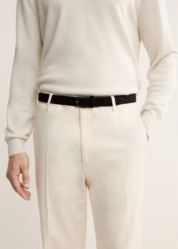 Regular-fit cotton trousers — Ivory White