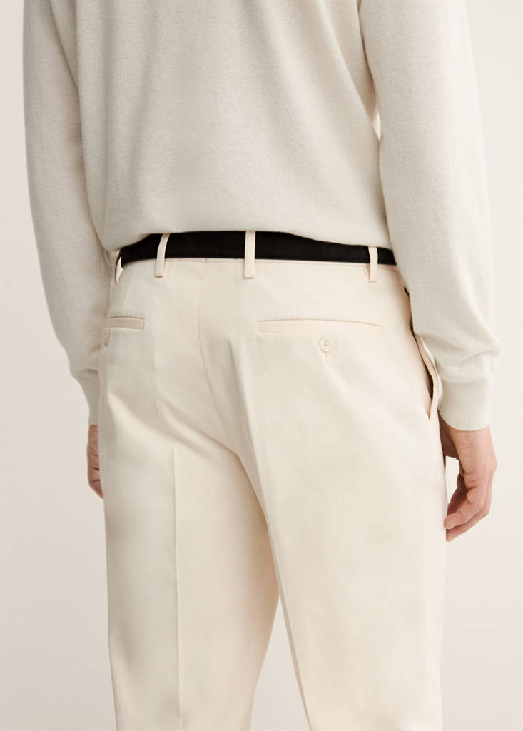 Regular-fit cotton trousers — Ivory White