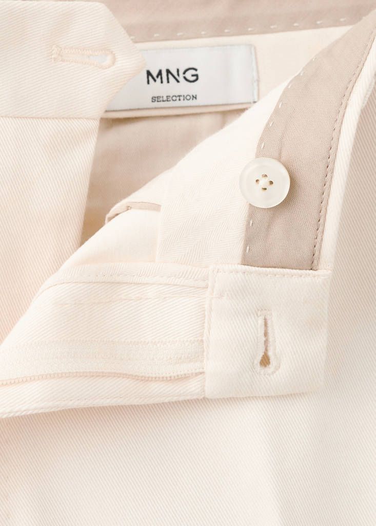 Regular-fit cotton trousers — Ivory White