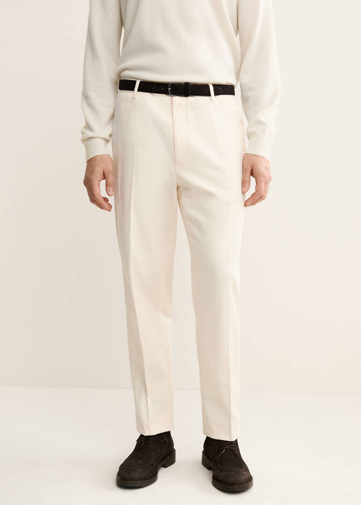 Regular-fit cotton trousers — Ivory White