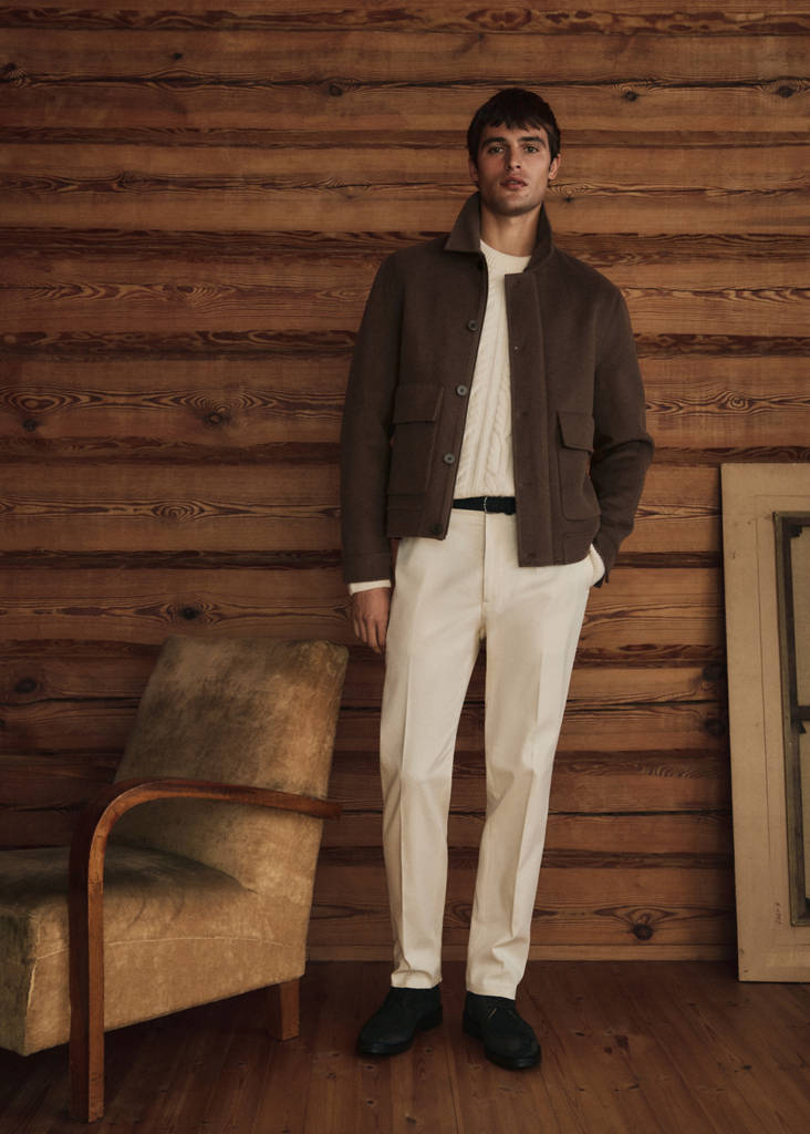 Regular-fit cotton trousers — Ivory White
