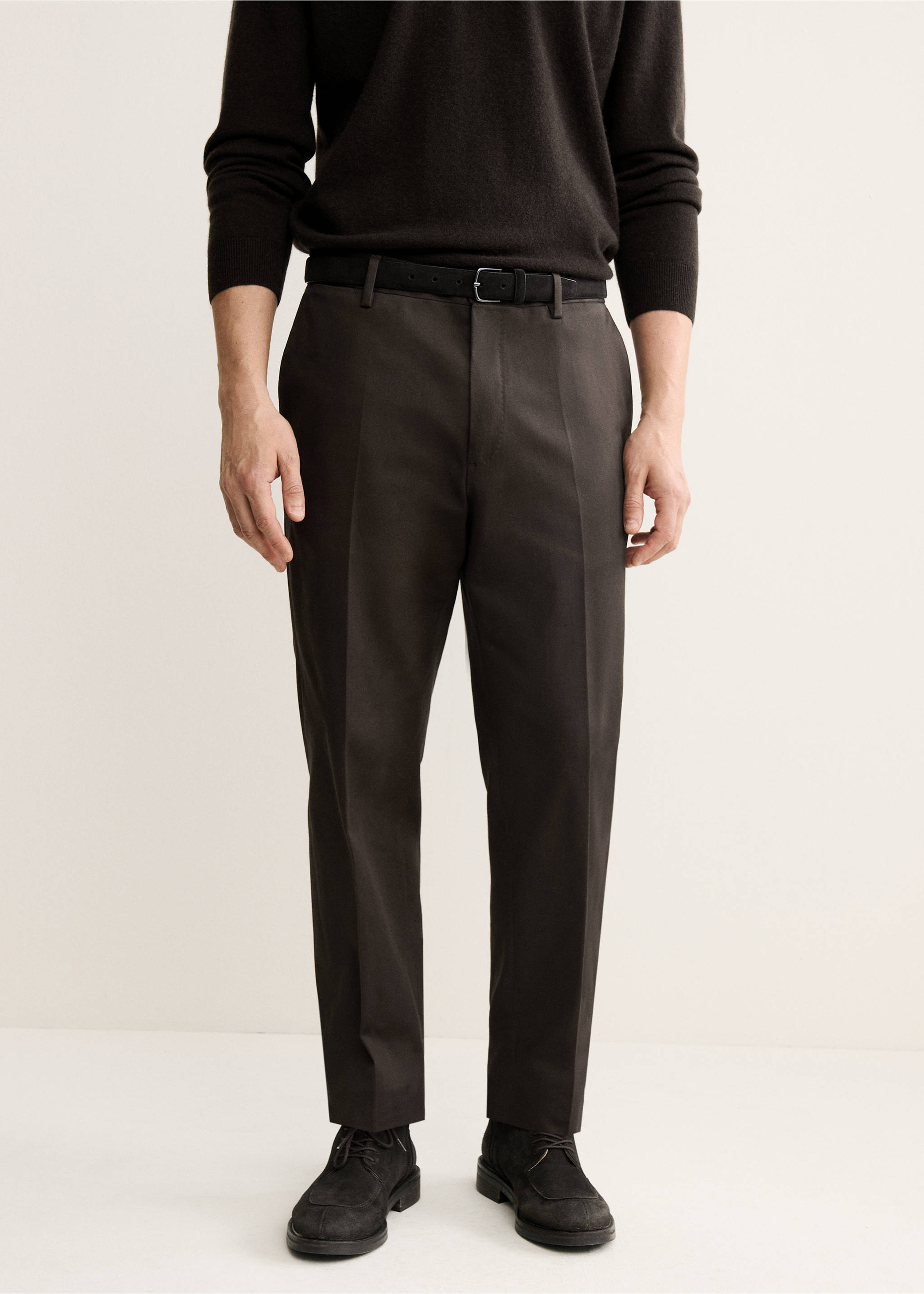 Regular-fit cotton pants - Medium plane, Chocolate. Ref: 17068266-00.