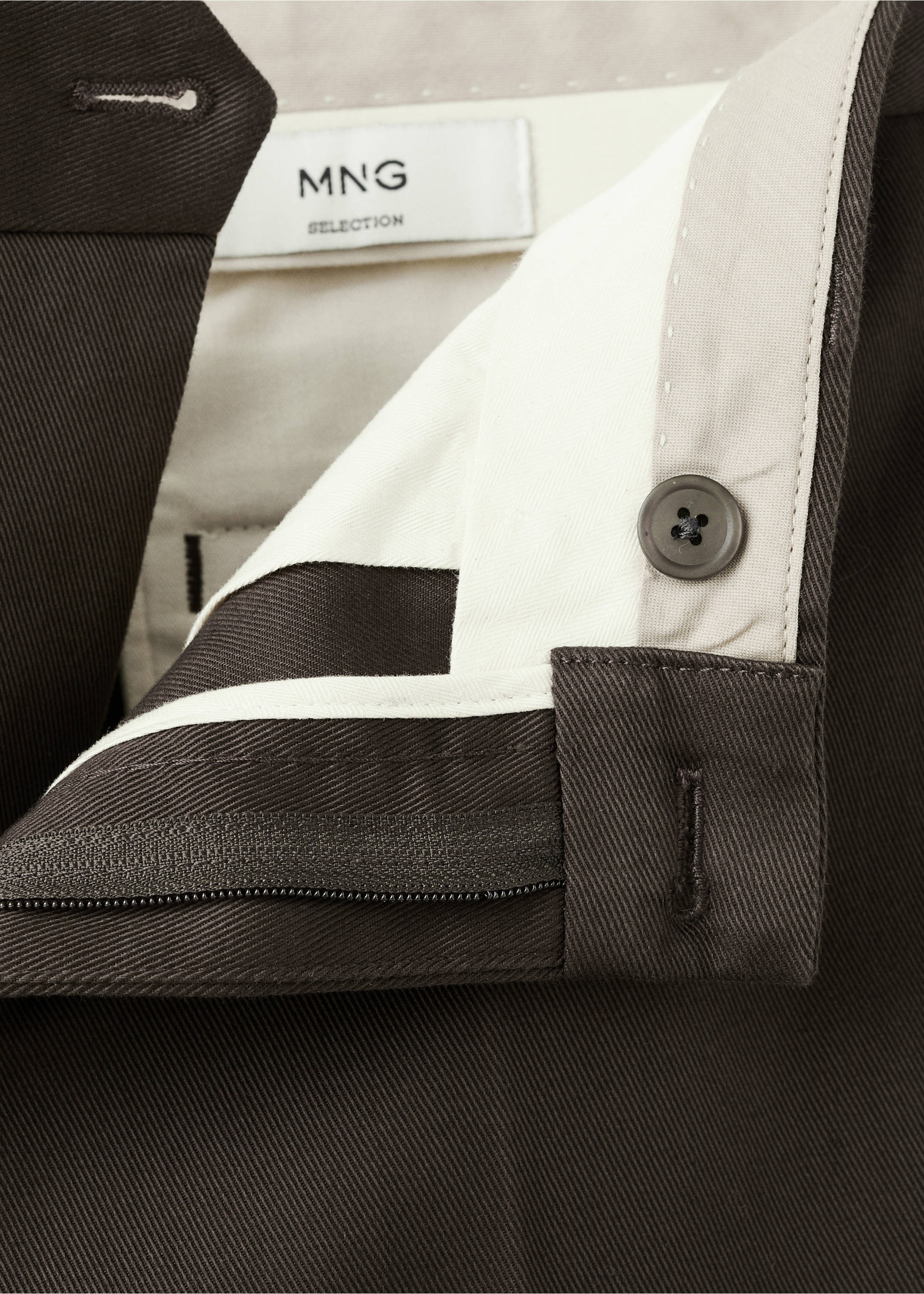 Regular-fit cotton pants - Details of the article 8, Chocolate. Ref: 17068266-00.