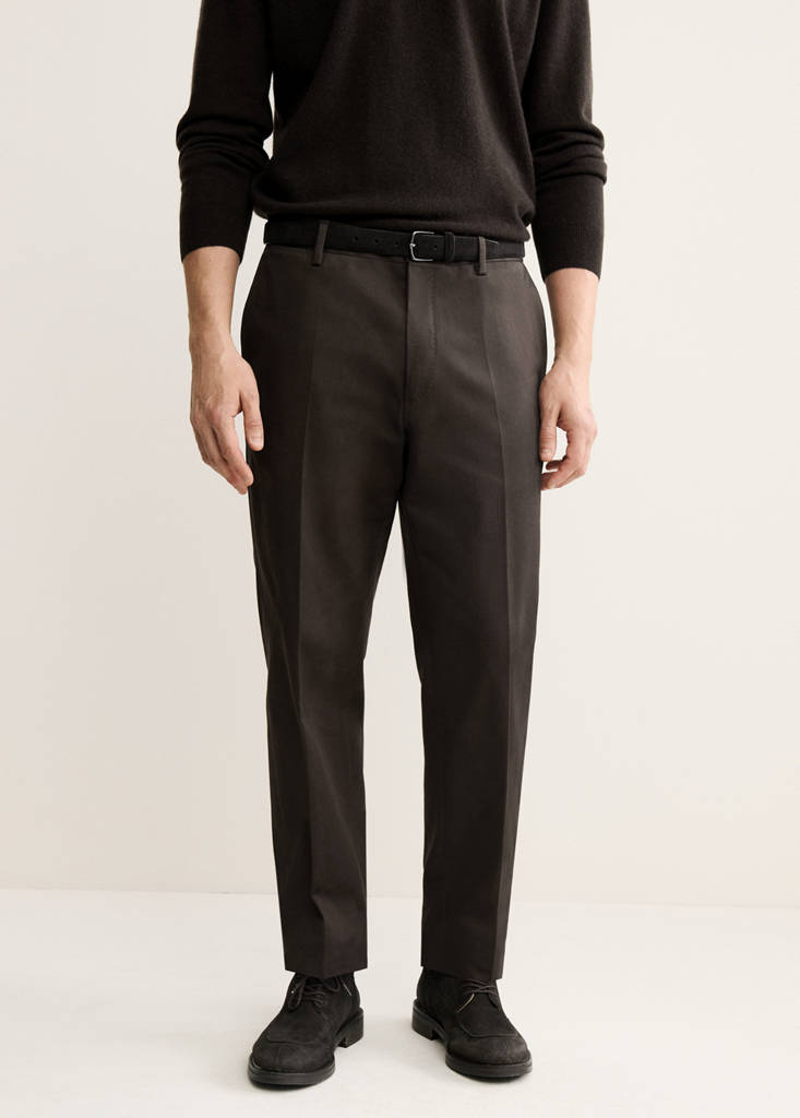 Regular-fit cotton trousers — Chocolate