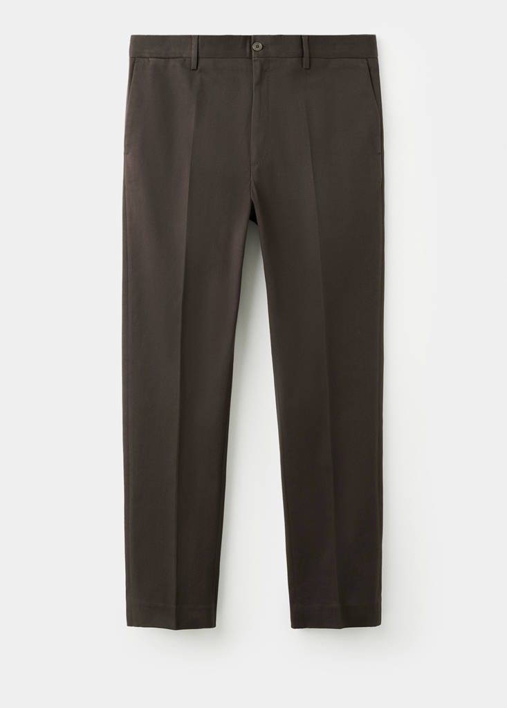 Regular-fit cotton trousers — Chocolate