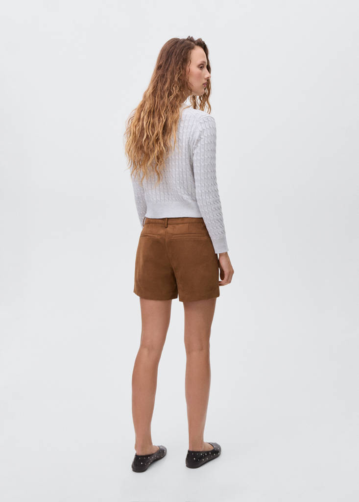 Suede-effect shorts — Medium Brown