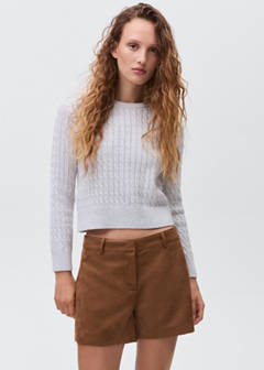 Suede-effect shorts — Medium Brown 5