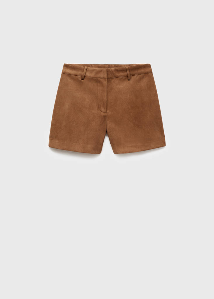 Suede-effect shorts — Medium Brown