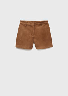 Suede-effect shorts — Medium Brown 4