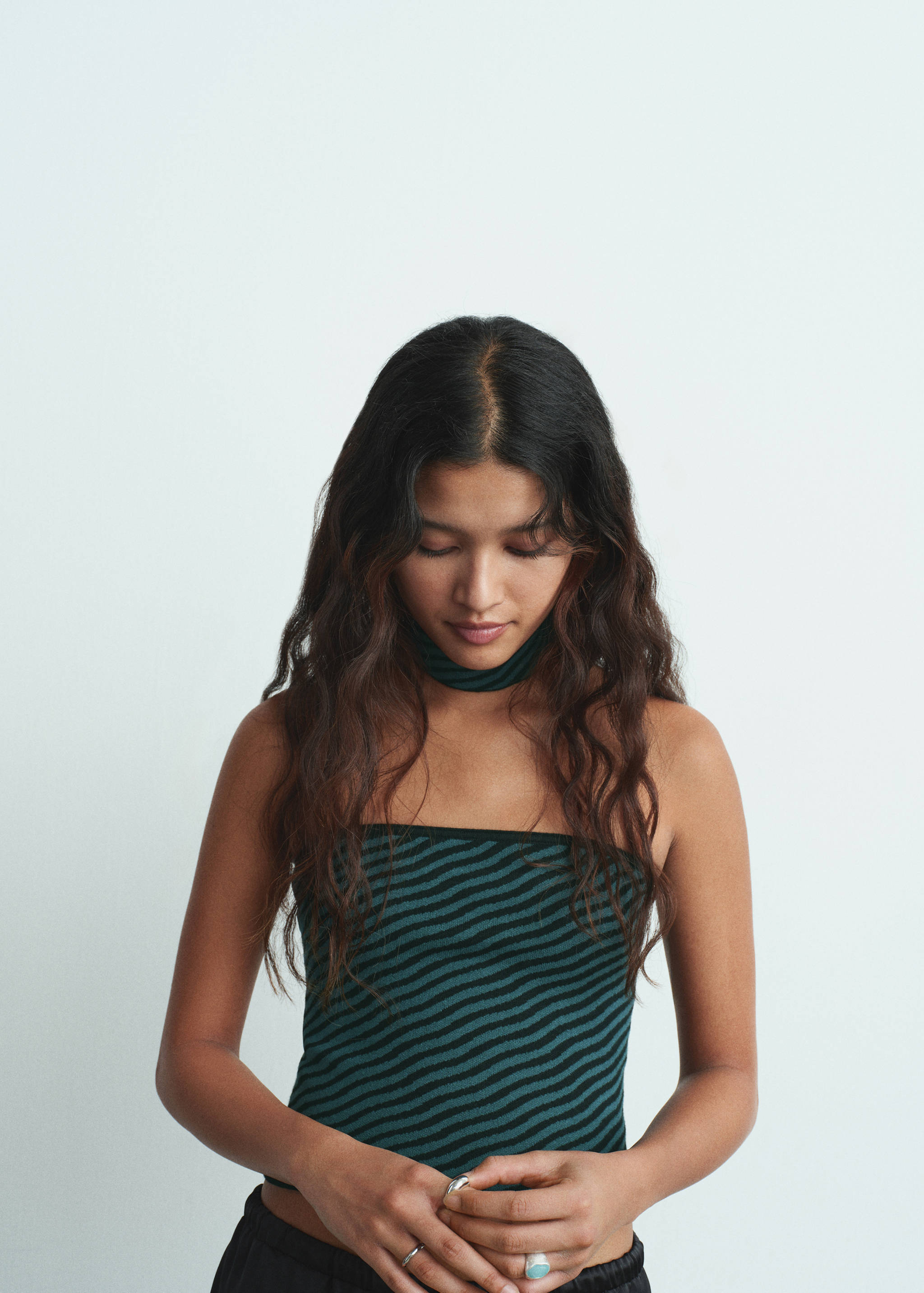 Striped strapless top - Medium plane