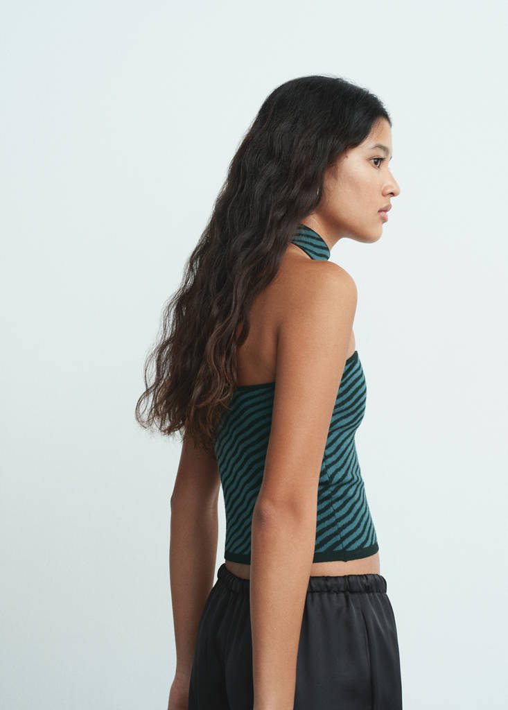 Striped strapless top — Green