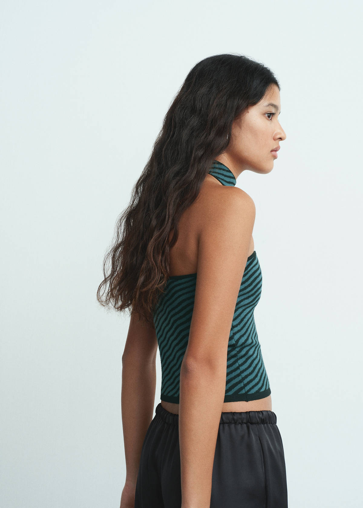 Striped strapless top — Green