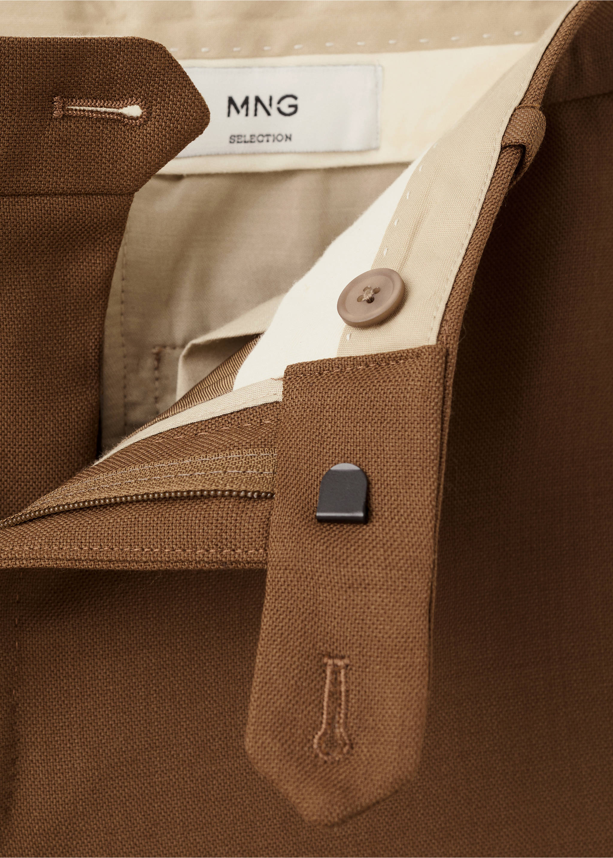 Pantalón traje franela lana italiana - Detalle del artículo 8, Naranja. Ref: 17068272-00.